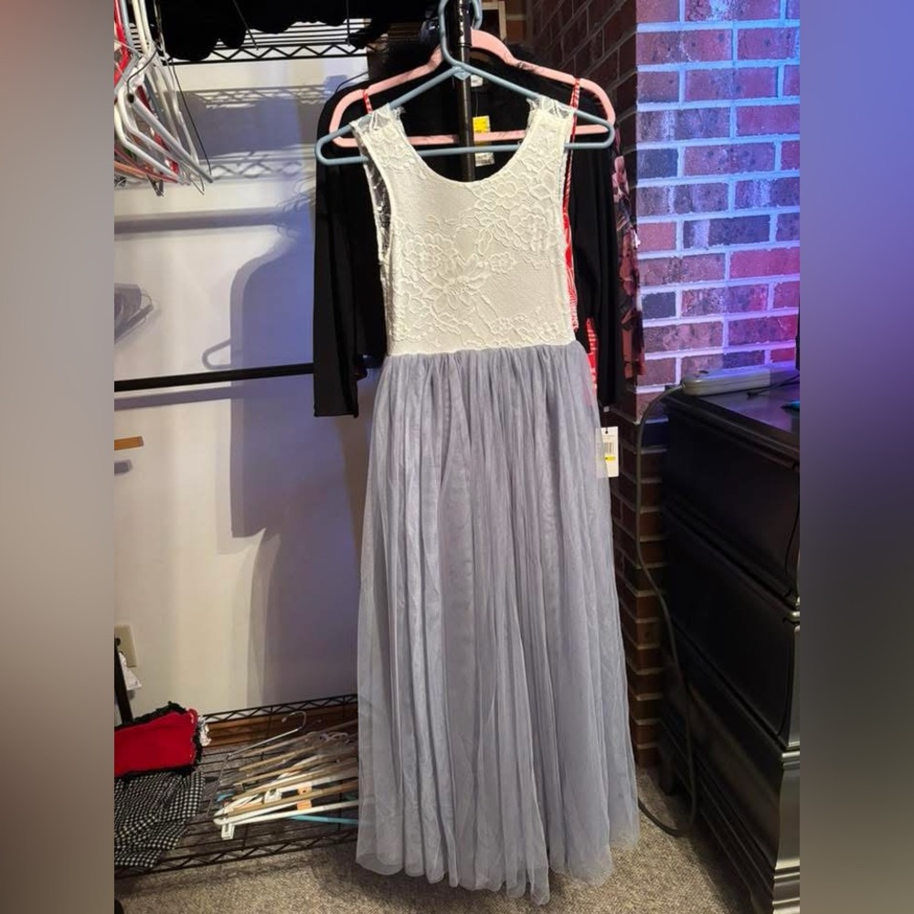 Dusty Blue Flower girl dress